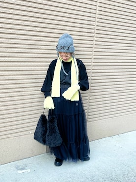 「SENSEOFPLACE」｜「アイテム（帽子）」を使った、ミクさん（レディース・153cm）の冬コーディネート