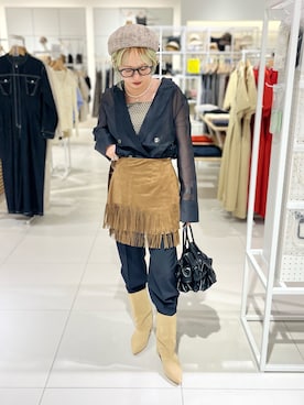 「アイテム（ハンチング/ベレー帽）」を使った、ミクさん（骨格ウェーブ・レディース・153cm）の秋コーディネート