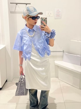 「アイテム（シュシュ）」を使った、ミクさん（レディース・153cm）の夏コーディネート