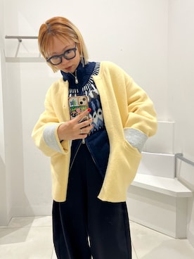 「アイテム（テーラードジャケット、イエロー系）」を使った、ミクさん（レディース・153cm）の秋コーディネート