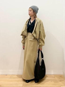 「SENSE OF PLACE by URBAN RESEARCH（センスオブプレイスバイアーバンリサーチ）のフロントポケットペンシルスカート（スカート）」を使った、ミクさん（レディース・153cm）の冬コーディネート