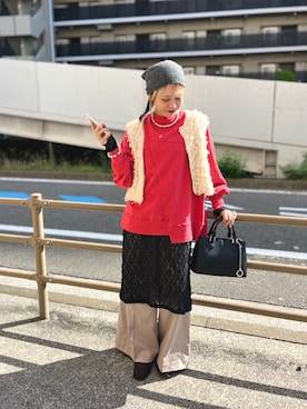 「アイテム（バンダナ/スカーフ）」を使った、ミクさん（レディース・153cm・20代）の秋コーディネート