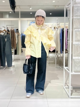 「SMELLY（スメリー）のアイテム（ニットキャップ/ビーニー）」を使った、ミクさん（レディース・153cm）の春コーディネート