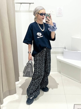 「ハイウエスト」｜「アイテム（Tシャツ/カットソー）」を使った、ミクさん（レディース・153cm）の夏コーディネート