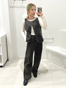 「st2508」｜「アイテム（ローファー）」を使った、ミクさん（レディース・153cm）の秋コーディネート