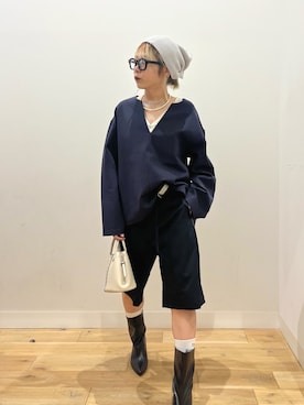 「アイテム（バレッタ/ヘアクリップ）」を使った、ミクさん（レディース・153cm）の秋コーディネート