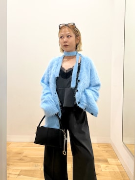 「ハンドバッグ」｜「アイテム（つなぎ/オールインワン）」を使った、ミクさん（レディース・153cm）の冬コーディネート