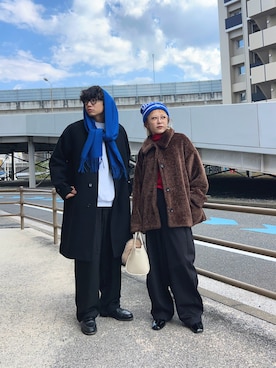 「ファーコート」｜「アイテム（その他アウター）」を使った、ミクさん（レディース・153cm）の冬コーディネート