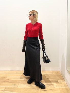 「アイテム（アームカバー）」を使った、ミクさん（レディース・153cm）の冬コーディネート