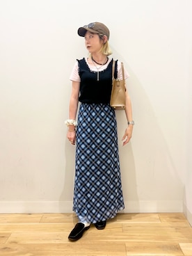 「SMELLY(スメリー)のオーバルタイプサングラス(サングラス、グレー系)」を使った、ミクさん(レディース・153cm)の夏コーディネート