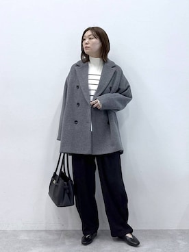 「アイテム（ピーコート）」を使った、きわさん（レディース・170cm）の秋コーディネート