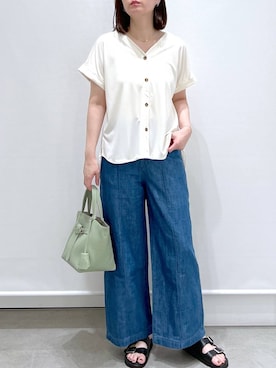 「Elura（エルーラ）のアイテム（その他トップス）」を使った、きわさん（レディース・170cm）の夏コーディネート