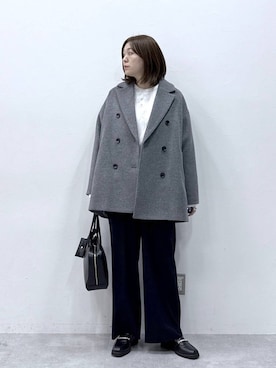 「アイテム（ピーコート）」を使った、きわさん（レディース・170cm）の秋コーディネート