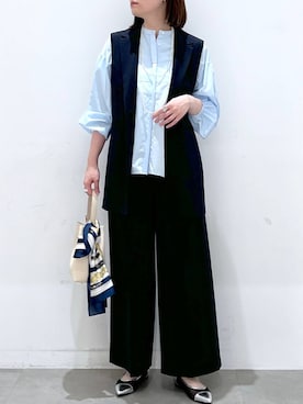 「着痩せ」｜「アイテム（その他アウター）」を使った、きわさん（レディース・170cm）の春コーディネート