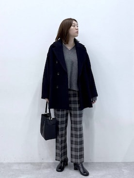 「アイテム（ピーコート）」を使った、きわさん（レディース・170cm）の秋コーディネート