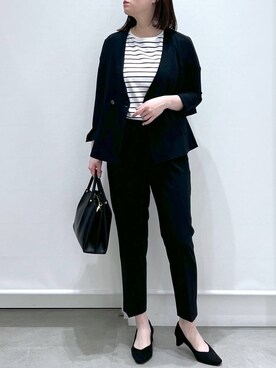 「着痩せ」｜「アイテム（ノーカラージャケット）」を使った、きわさん（レディース・170cm）の春コーディネート