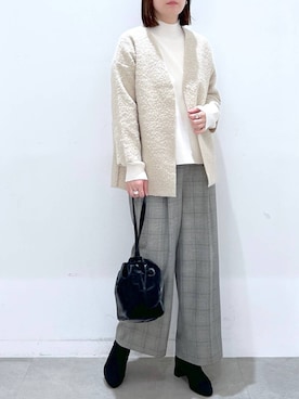 「着痩せ」｜「アイテム（ノーカラージャケット）」を使った、きわさん（レディース・170cm）の秋コーディネート