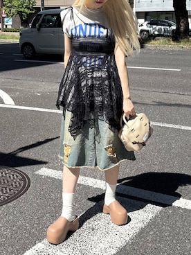 「チュールスカート」｜「アイテム（パンツ）」を使った、たぎゃさん（レディース・170cm）の夏コーディネート