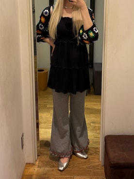「アイテム（チュニック、ブラック系）」を使った、たぎゃさん（レディース・170cm）の夏コーディネート