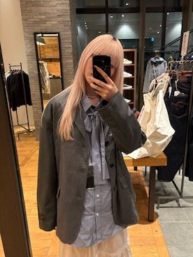 「CIAOPANIC（チャオパニック）の【REMORIKA NOVANTE/リモリカ・ノヴァンテ】リメイクジャケット（テーラードジャケット、グレー系）」を使った、たぎゃさん（レディース・170cm）の冬コーディネート