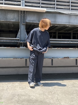「tk.TAKEO KIKUCHI（ティーケータケオキクチ）のAIRY DRYクルーネックTシャツ/吸水速乾/UVカット/マシーンウォッシャブル/洗濯可/イージーケア/Tシャツ（シャツ/ブラウス、グレー系）」を使った、TAIGAさん（メンズ・160cm）の春コーディネート