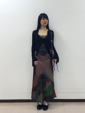 「Desigual（デシグアル）のボレロ付きアブストラクトプリントロングワンピース【2026秋冬新作】（ワンピース、その他）」を使った、Desigual立川STAFFさん（レディース・170cm）の夏コーディネート