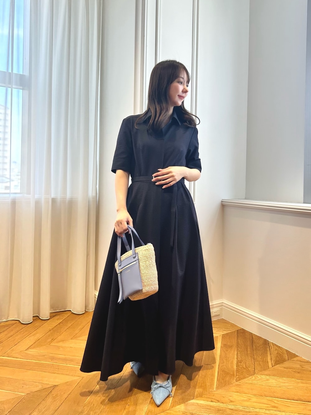 allureville サッカースキッパーシャツワンピース ネイビー 押し戻し M  