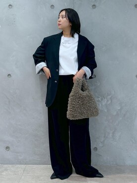 「SALON adam et rope'（サロン アダム エ ロペ）の【セットアップ対応】トリコットピケイージーリラックスパンツ（その他パンツ）」を使った、Natsuさん（レディース・158cm）の秋コーディネート