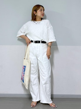 「カーブデニム」｜Natsuさん（レディース・158cm）の夏コーディネート