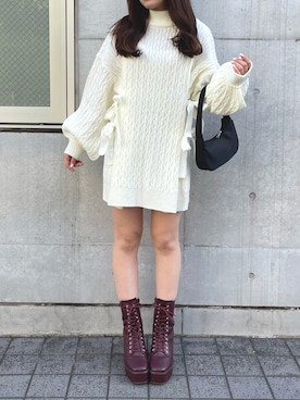 「TITTY&CO.（ティティーアンドコー）のアイテム（ワンピース/ドレス）」を使った、TITTY&CO. staffさん（レディース・153cm）の秋コーディネート