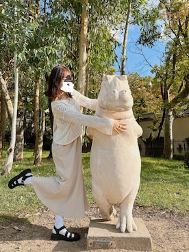 「アイテム（ドレス）」を使った、郁奈梨さん（レディース・159cm）の秋コーディネート