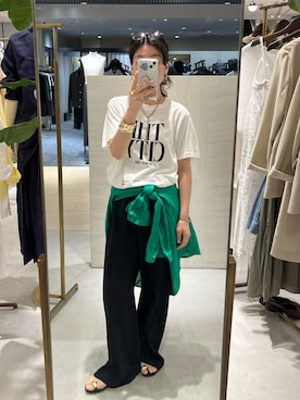 「LOUNGEDRESS（ラウンジドレス）のイージーフレアパンツ（その他パンツ、ブラック系）」を使った、Loungedress_yamakawaさん（レディース・153cm）の春コーディネート