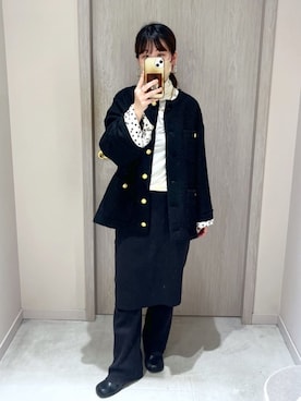 「アイテム（ノーカラージャケット）」を使った、Loungedress_yamakawaさん（レディース・153cm）の冬コーディネート