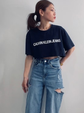 「H&M（エイチ・アンド・エム）のアイテム（デニムパンツ）」を使った、RINA.さん（レディース・150cm）の春コーディネート