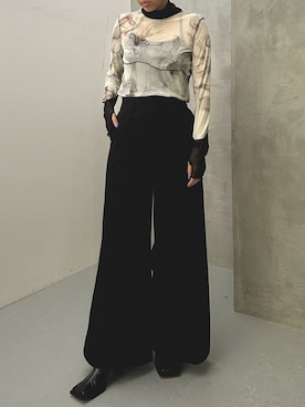 「メロートップス」｜「アイテム（パンツ）」を使った、CASANE/カサネさん（レディース・170cm）の夏コーディネート