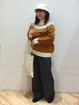 「Samansa Mos2 blue（サマンサモスモスブルー）のアイテム（モカシン/デッキシューズ）」を使った、natsumiさん（レディース・153cm）の冬コーディネート