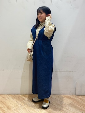 「ehka sopo（エヘカソポ）のアイテム（ジャンパースカート）」を使った、natsumiさん（レディース・153cm）の春コーディネート