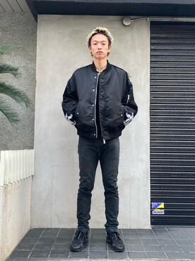 「DANKE SCHON（ダンケシェーン）のアイテム（MA-1）」を使った、06さん（メンズ・179cm）の冬コーディネート
