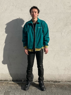 「緑」｜「アイテム（ブルゾン）」を使った、06さん（メンズ・179cm）の冬コーディネート