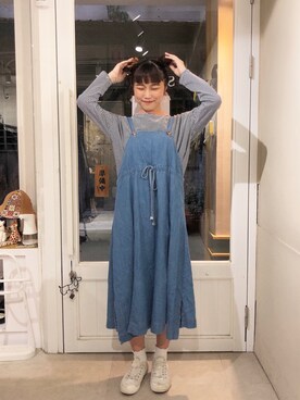 「日系休闲」｜「アイテム（ワンピース/ドレス）」を使った、まる🍡さん（レディース・162cm）の秋コーディネート