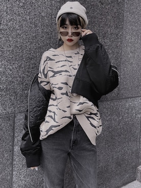 「CPH（シーピーエイチ）のアイテム（帽子）」を使った、Reina Narazakiさん（レディース・170cm）の冬コーディネート