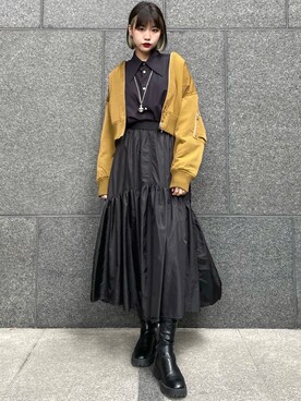 「Lui's（ルイス）のアイテム（ブルゾン）」を使った、Reina Narazakiさん（レディース・170cm）の秋コーディネート
