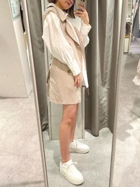 「one after another NICE CLAUP（ワンアフターアナザーナイスクラップ）のアイテム（トレンチコート）」を使った、ひよりさん（レディース・160cm）の春コーディネート