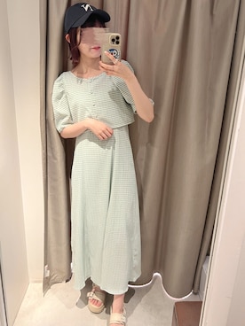 「one after another NICE CLAUP（ワンアフターアナザーナイスクラップ）のアイテム（キャップ）」を使った、ひよりさん（レディース・162cm）の夏コーディネート