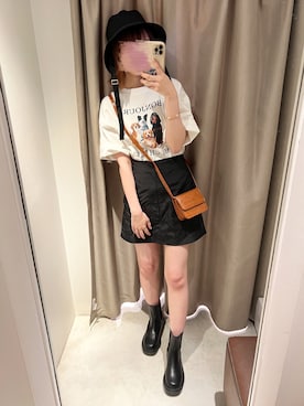 「one after another NICE CLAUP（ワンアフターアナザーナイスクラップ）のアイテム（帽子）」を使った、ひよりさん（レディース・162cm）の夏コーディネート