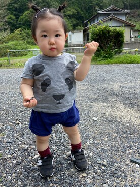「quoti use fith（クゥオティ　ユース　フィス）のアイテム（パンツ、ブルー系）」を使った、ずくさん（キッズ・90cm）の秋コーディネート