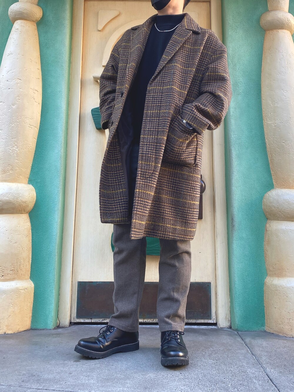 ブラウン系チェック チェスターコート AURALEE チェック柄 チェスター