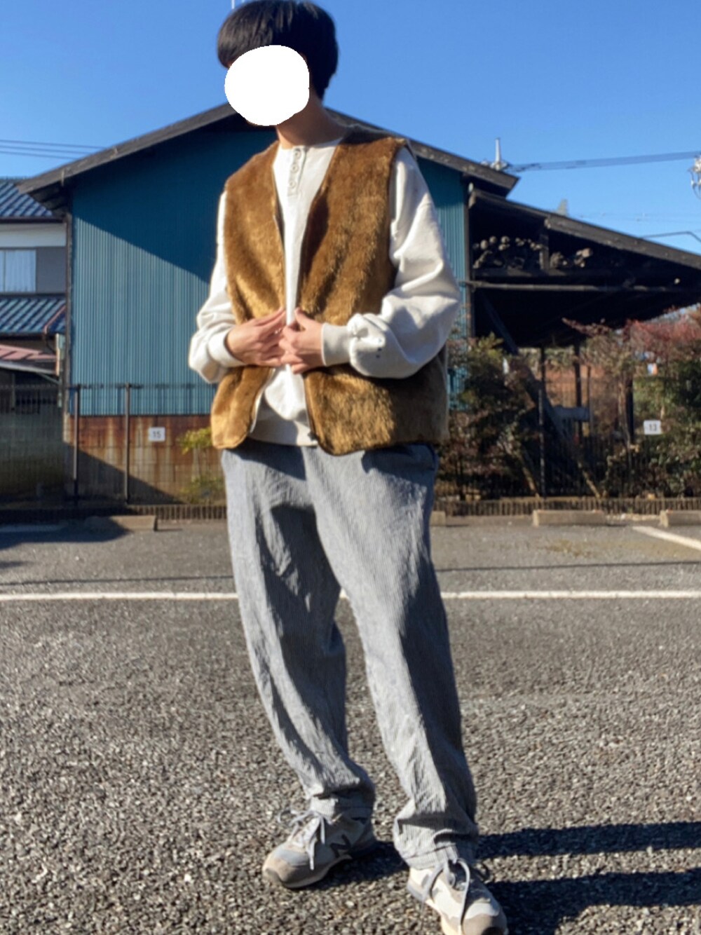 「クリスマスに着たい服、古着、スウェット、ファー、ファーベスト、GU、perushu、CPCM、スケータースタイル、ヘンリーネック、オーバーサイズ、ディズニー、ユニバ、スニーカーコーデ、ベスト」｜「CPCMのファーベスト付き4WAYモッズコート（モッズコート、グリーン系）」を使った、mimimiさん（メンズ・176cm）の冬コーディネートの1枚目の写真