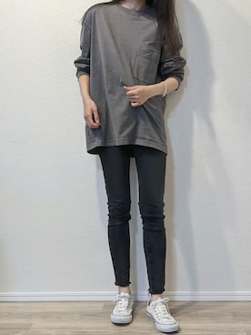 「クルーネックTシャツ」｜soraさん（レディース・167cm）の秋コーディネート