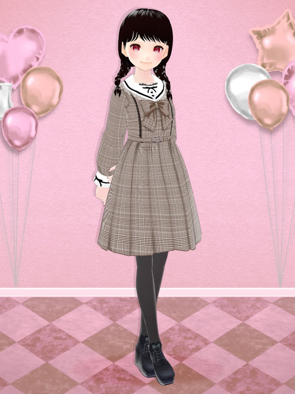 「夢展望、夢展望DearMyLove、DearMyLove、ワンピース、VRoid、バーチャルファッション、おしゃれさんと繋がりたい、お洒落さんとつながりたい、いいね、save、フォローお願いします🤑」｜「DearMyLoveのアイテム（ワンピース、ブラウン系）」を使った、八雲ももさん（レディース・160cm）の春コーディネートの1枚目の写真